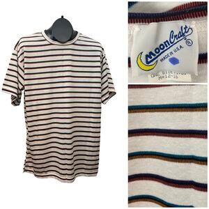 1990s Stripe Cotton T Shirt USA Made Looks Unworn / Women’s Medium